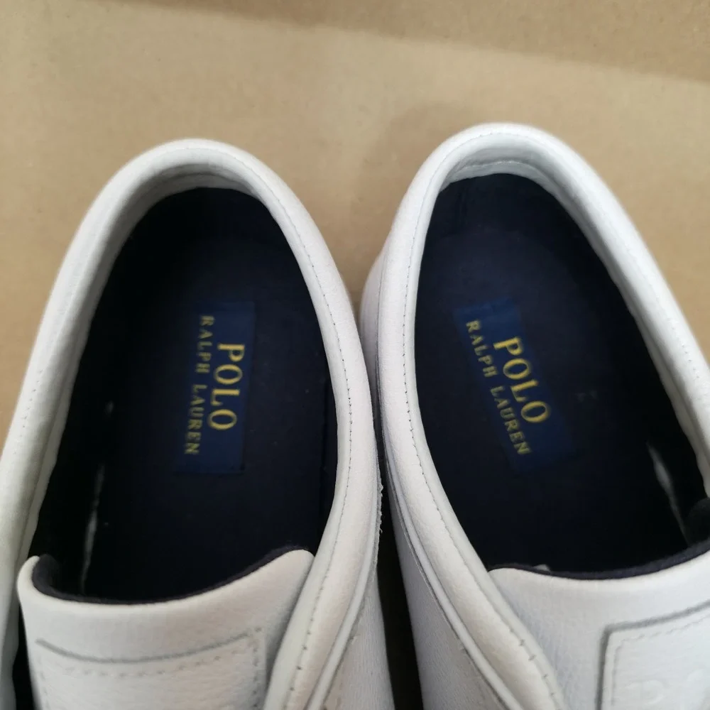 Polo Ralph Lauren Sz 10.5 D Faxon Low Mens White Athletic Leather Shoes Sneakers